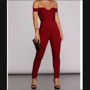 Burgundy Jump Suit - Size Large